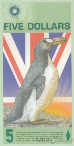 Антарктика 5 долларов 2008