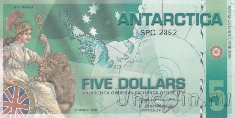 Антарктика 5 долларов 2008