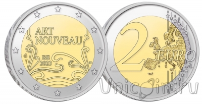 Бельгия 2 евро 2023 Стиль Ар-нуво (Coincard NL)
