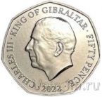 Гибралтар 50 пенсов 2022 Вступление на престол Карла III