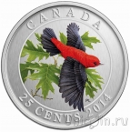 Канада 25 центов 2014 Птица Красно-чёрная пиранга