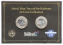 Остров Мэн набор 2 монеты 2 фунта 2023 150 лет паровой железной дороге