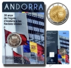 Андорра 2 евро 2023 30 лет вступлению Андорры в ООН