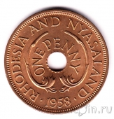 Родезия и Ньясаленд 1 пенни 1958