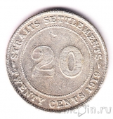 Стрейтс-Сетлментс 20 центов 1919