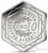Франция 10 евро 2024 Олимпийские игры 2024 года в Париже (серебро, шестиугольная)