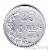 Люксембург 25 сантимов 1954