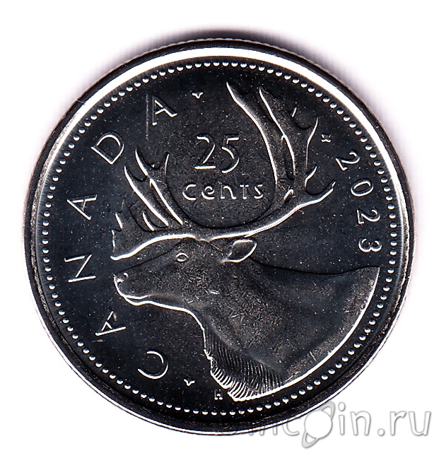 Канада 25 центов 2023 Елизавета II. Интернет-магазин монет UniCoin
