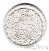 Нидерланды 25 центов 1917
