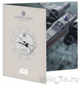 Великобритания 50 пенсов 2024 Звездные войны X-Wing (цветная)