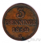 Мекленбург-Шверин 3 пфеннига 1852