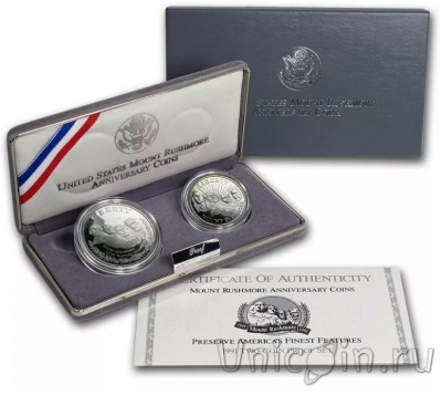 США 1/2 и 1 доллар 1991 Маунт Рашмор (Proof)