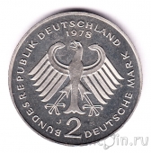 ФРГ 2 марки 1978 Конрад Аденауэр (J)