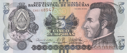 Гондурас 5 лемпира 2022