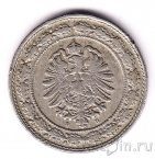 Германская Империя 20 пфеннигов 1887 (D)