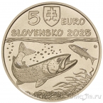 Словакия 5 евро 2025 Дунайский лосось