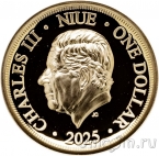 Ниуэ 1 доллар 2025 Пять портретов королевы Елизаветы II