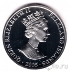 Фолклендские острова 1 крона 2005 Горацио Нельсон (серебро)