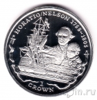 Фолклендские острова 1 крона 2005 Горацио Нельсон (серебро)