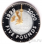 Великобритания 5 фунтов 2000 Миллениум (Серебро с золотым покрытием)