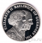 Гернси 5 фунтов 2011 Елизавета и Филипп (серебро)