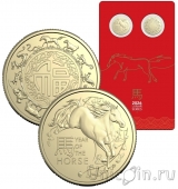 Австралия набор 2 монеты 1 доллар 2026 Год лошади