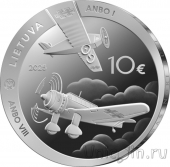 Литва 10 евро 2025 100 лет самолетам ANBO (серебро)