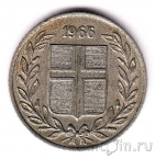 Исландия 25 аурар 1966