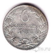 Баден 6 крейцеров 1834