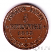 Саксония 5 пфеннигов 1863